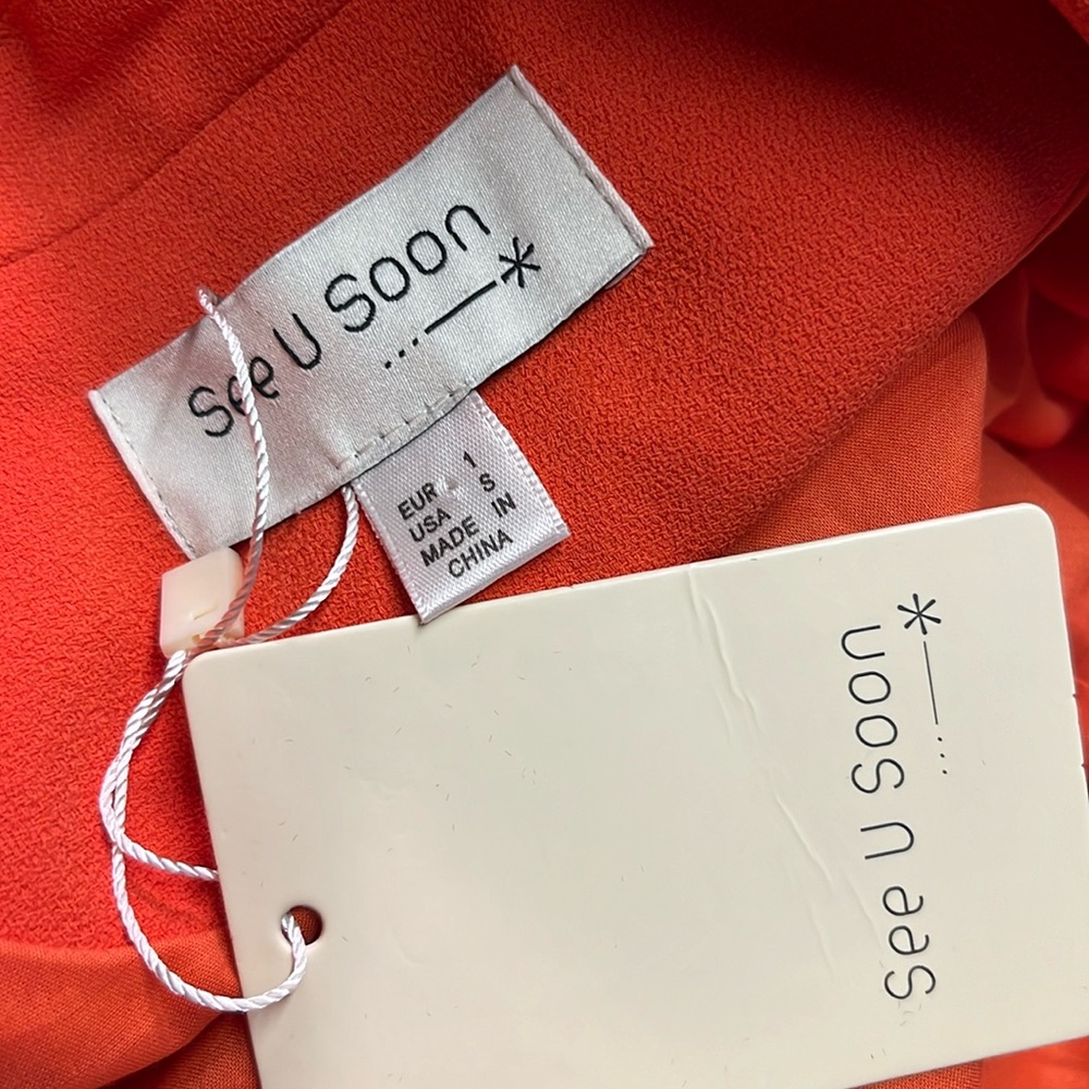 NWT Anthropologie See U Soon Orange-Red Open Front Cropped Blazer - Picture 15 of 16